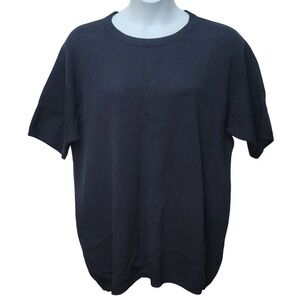 HELEN HSU NY Black Textured Boxy Short Sleeve Knit Top L Minimalist  Work Casual